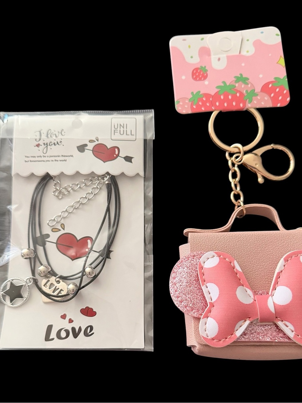 NWT-Mini purse bag charm/keychain & Love bracelet with charm